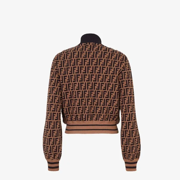 Woman Knit And Inlaid Mink Fur Bomber Jacket Fendi Coats and Outerwear