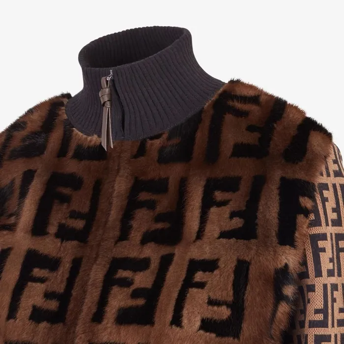 Woman Knit And Inlaid Mink Fur Bomber Jacket Fendi Coats and Outerwear
