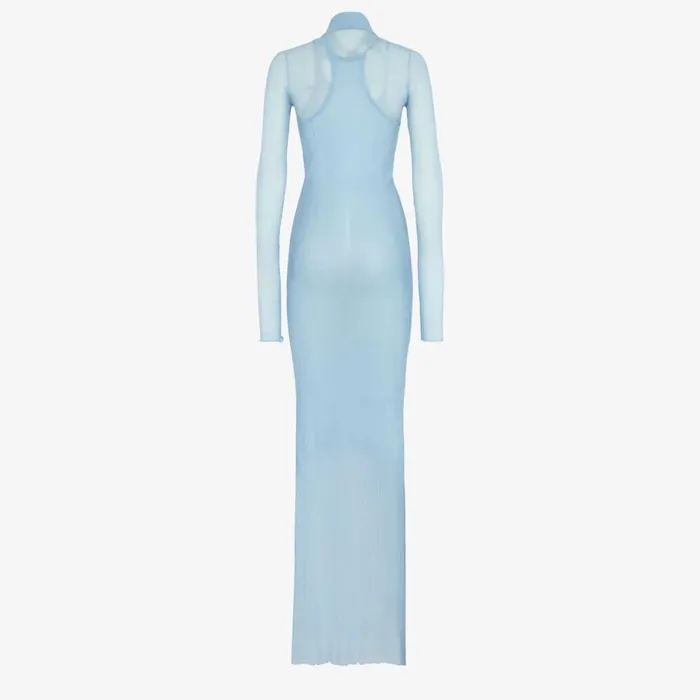 Woman Light Blue Silk Knit Dress Light Blue Fendi Dresses and Jumpsuits