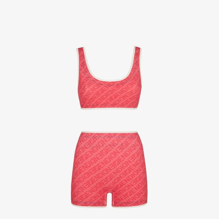 Woman Pink Lycra Bikini Pink Fendi Swimwear