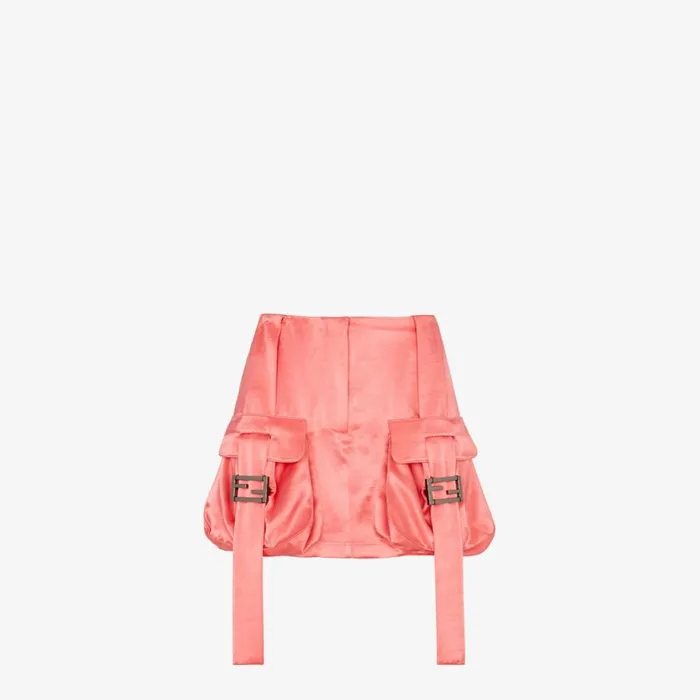 Woman Pink Satin Skirt Pink Fendi Skirts