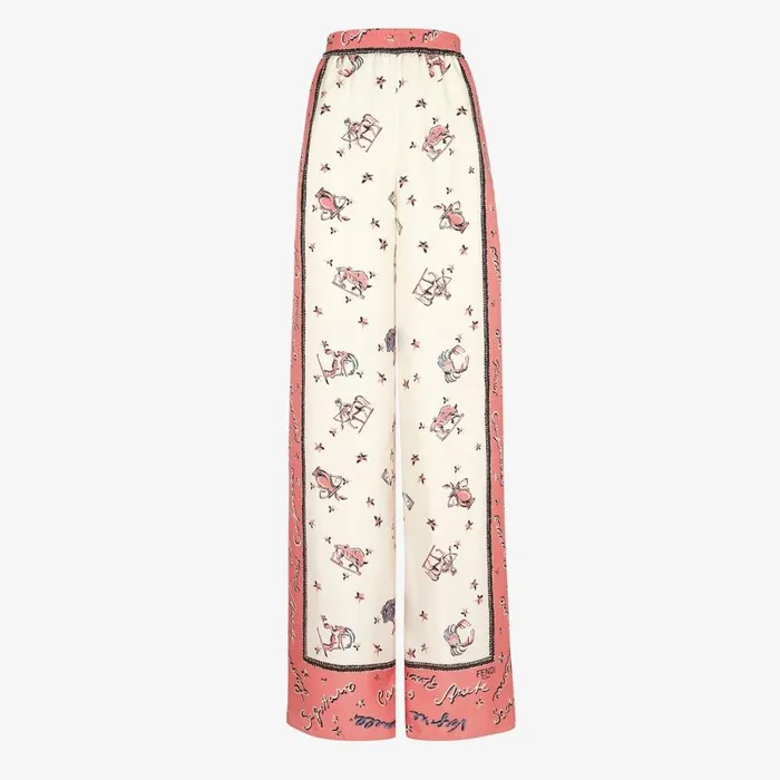 Woman Pink Silk Trousers Pink Fendi Pants and Shorts