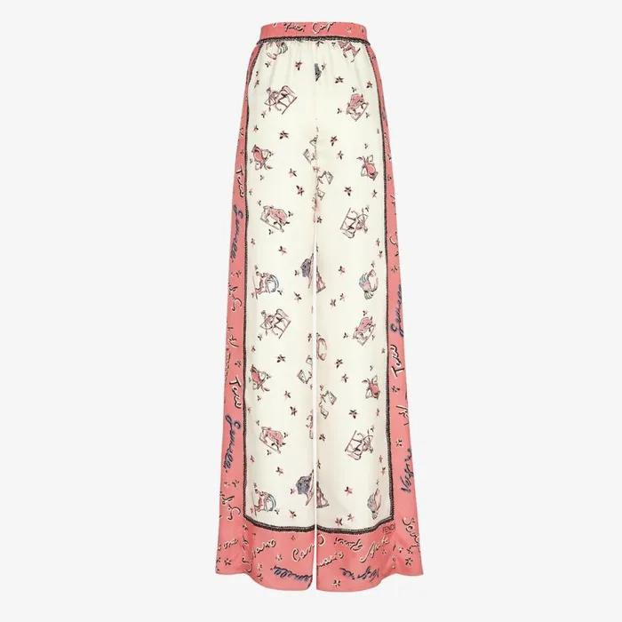Woman Pink Silk Trousers Pink Fendi Pants and Shorts