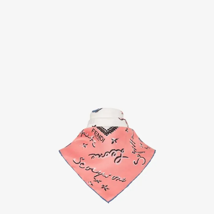 Woman Printed Silk Foulard Pink Fendi Scarves and Silks
