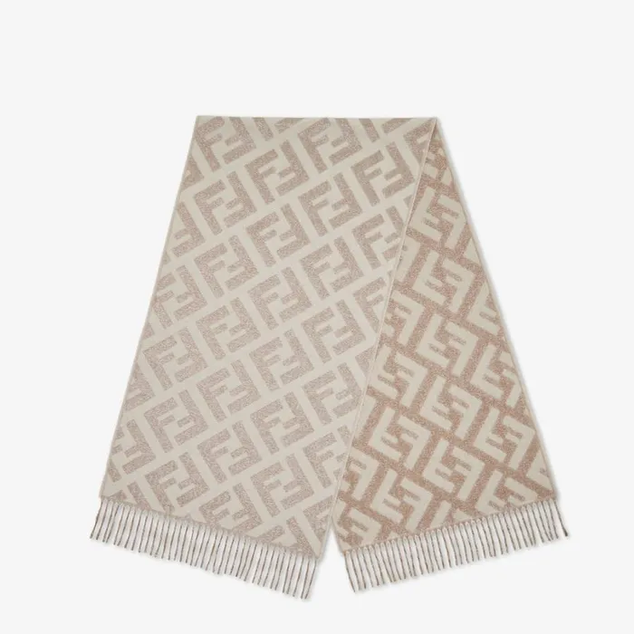 Woman White Cashmere Scarf White Fendi Scarves and Silks