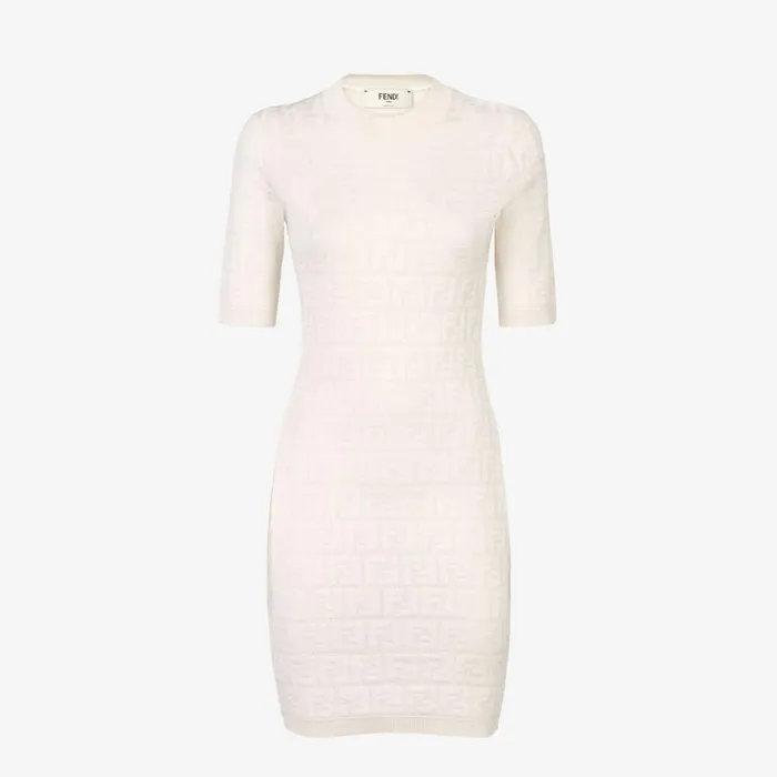 Woman White Fabric Slimline Dress White Fendi Knitwear