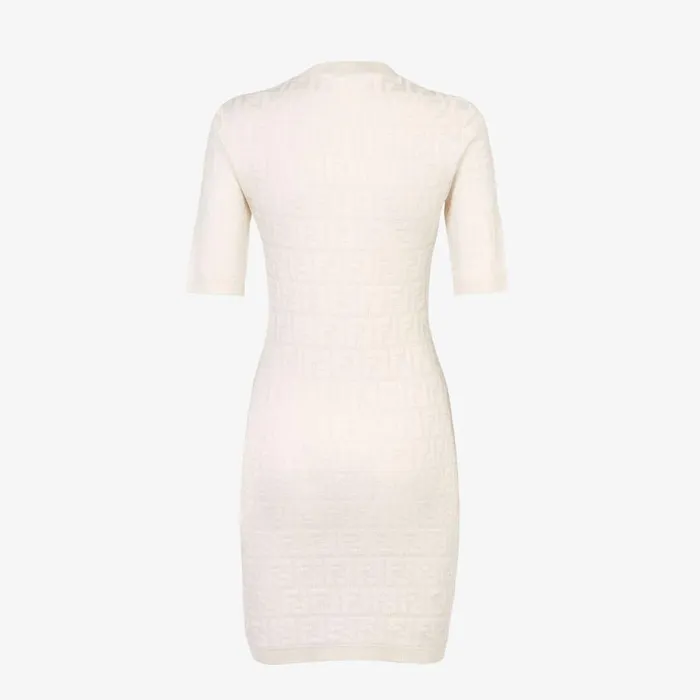 Woman White Fabric Slimline Dress White Fendi Knitwear
