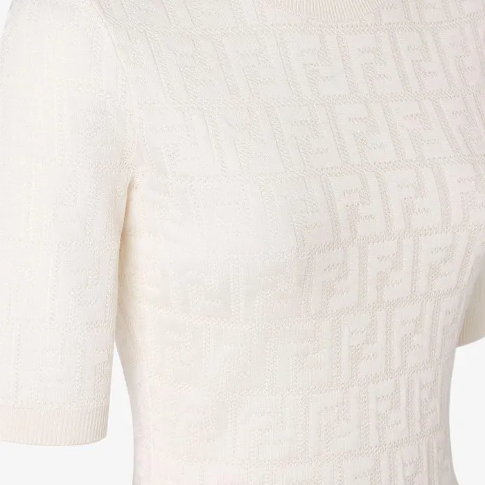 Woman White Fabric Slimline Dress White Fendi Knitwear