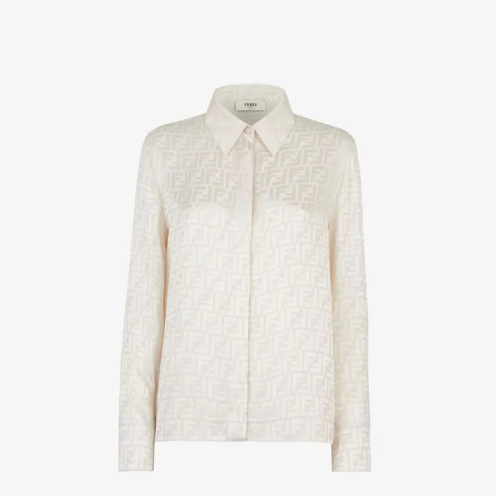 Woman White Ff Silk Shirt White Fendi Tops and Shirts