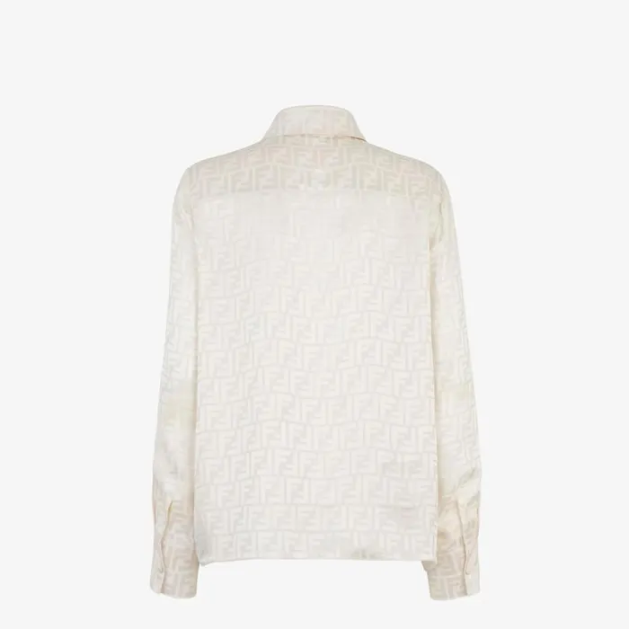 Woman White Ff Silk Shirt White Fendi Tops and Shirts