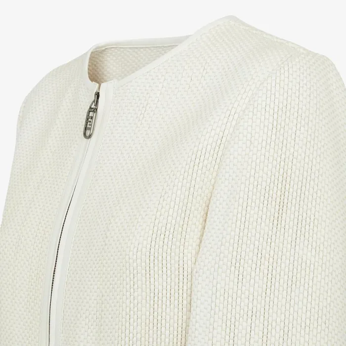 Woman White Interwoven Leather Jacket White Fendi Jackets