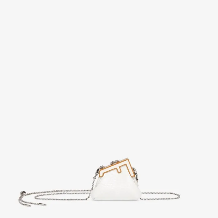 Woman White Karung Leather Charm White Fendi Miniature Bags
