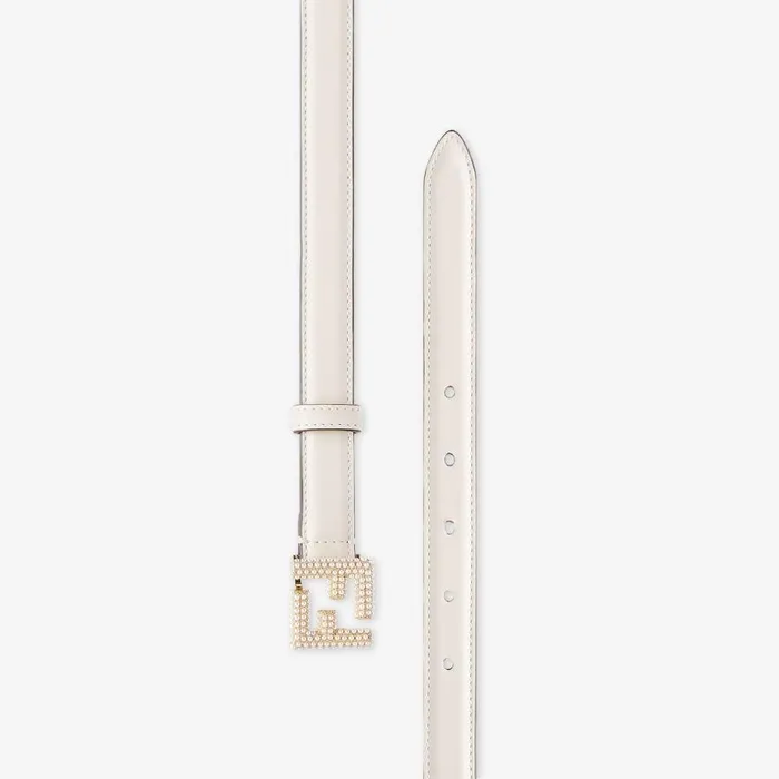 Woman White Leather Belt White Fendi Belts