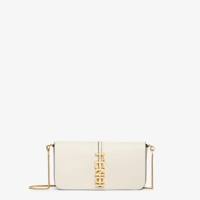 Woman White Leather Wallet White Fendi Wallets On Chain
