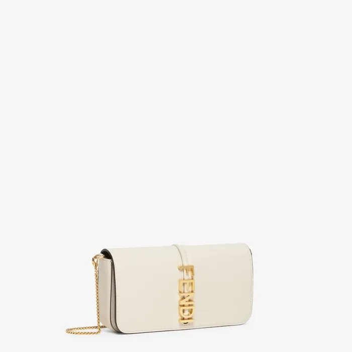 Woman White Leather Wallet White Fendi Wallets On Chain