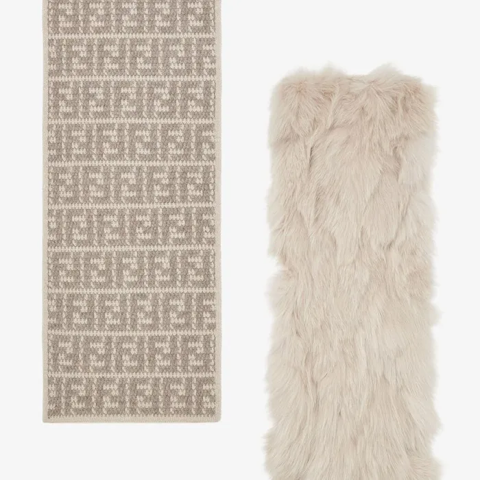 Woman White Mink And Wool Scarf White Fendi Scarves and Silks
