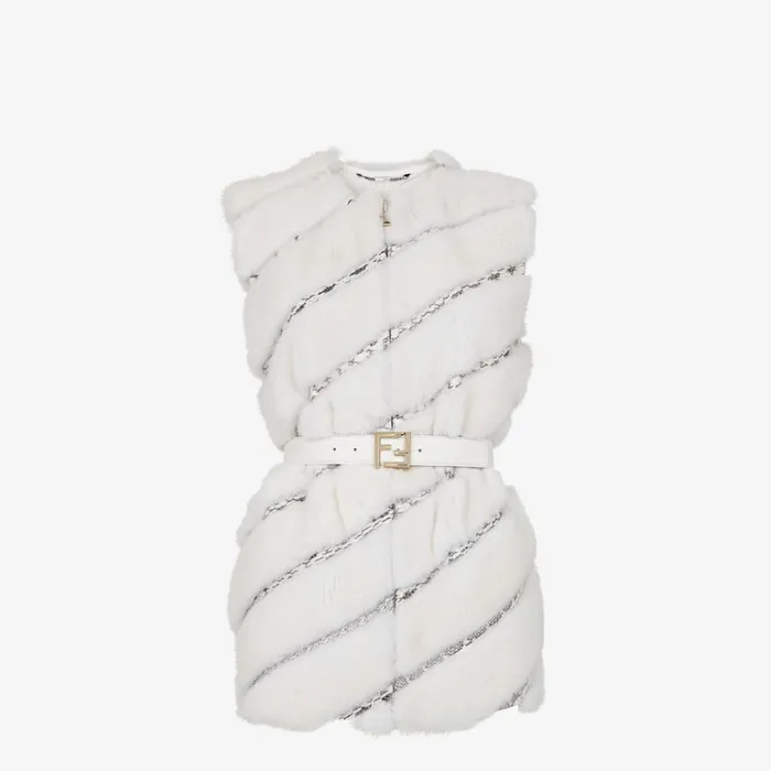 Woman White Mink Gilet White Fendi Coats and Outerwear