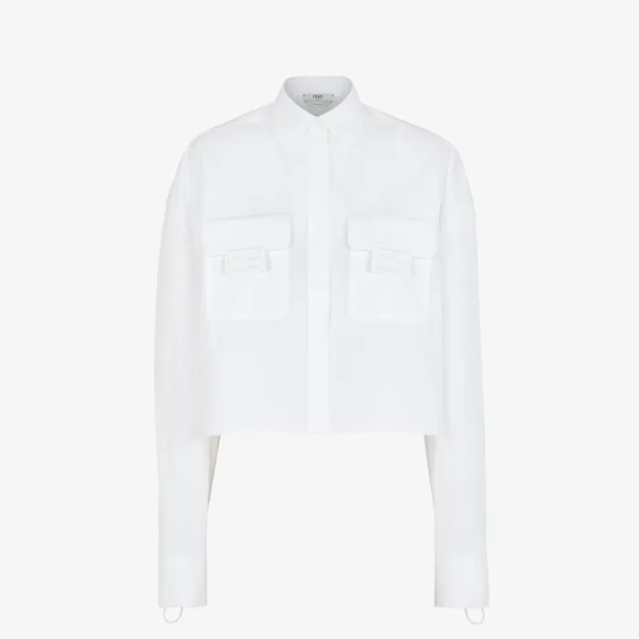 Woman White Poplin Shirt White Fendi Tops and Shirts