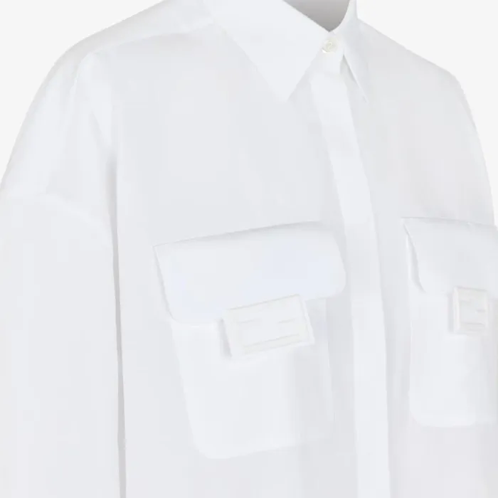 Woman White Poplin Shirt White Fendi Tops and Shirts