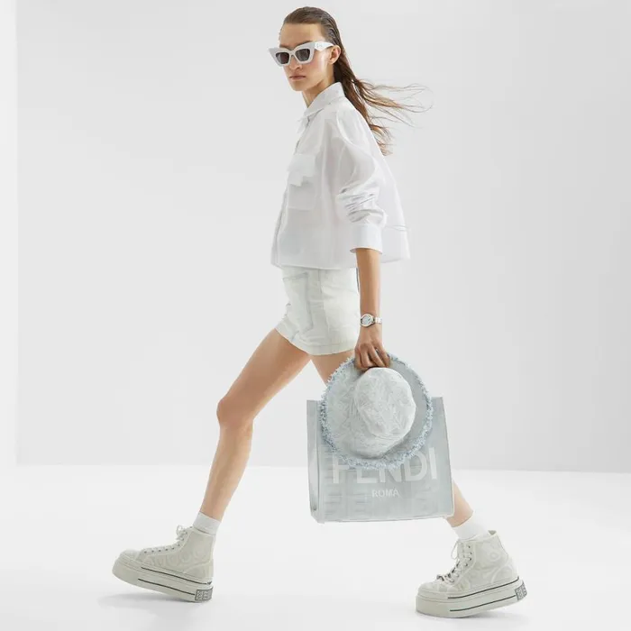 Woman White Poplin Shirt White Fendi Tops and Shirts