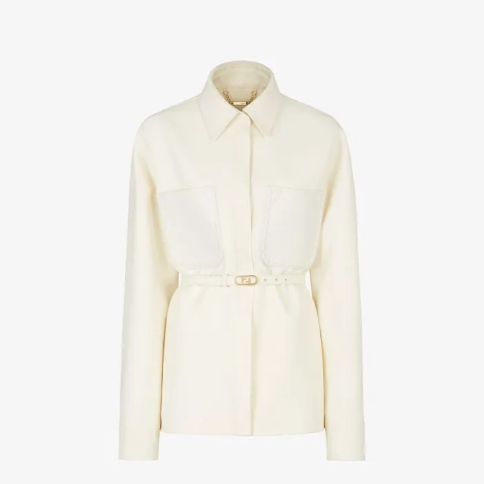 Woman White Wool And Silk GoTo Jacket White Fendi Jackets