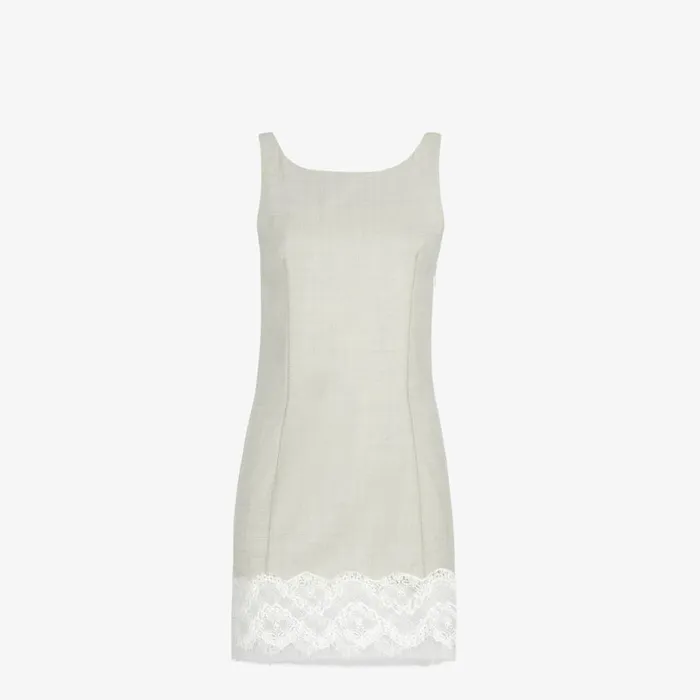 Woman White Wool Dress White Fendi Dresses and Jumpsuits
