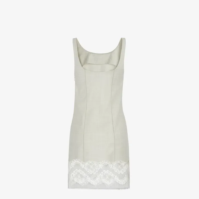 Woman White Wool Dress White Fendi Dresses and Jumpsuits