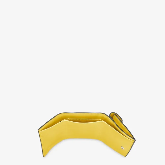 Woman Yellow Leather Wallet Brown Fendi Wallets