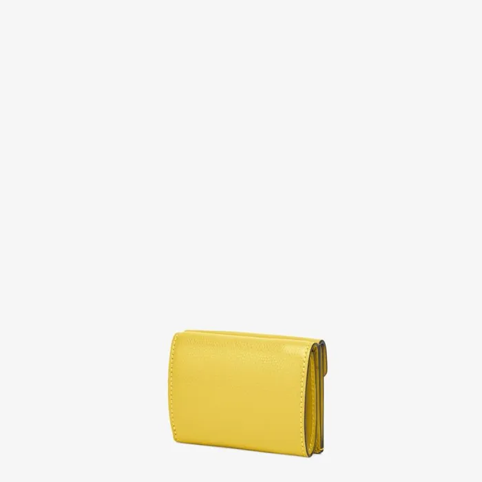 Woman Yellow Leather Wallet Brown Fendi Wallets