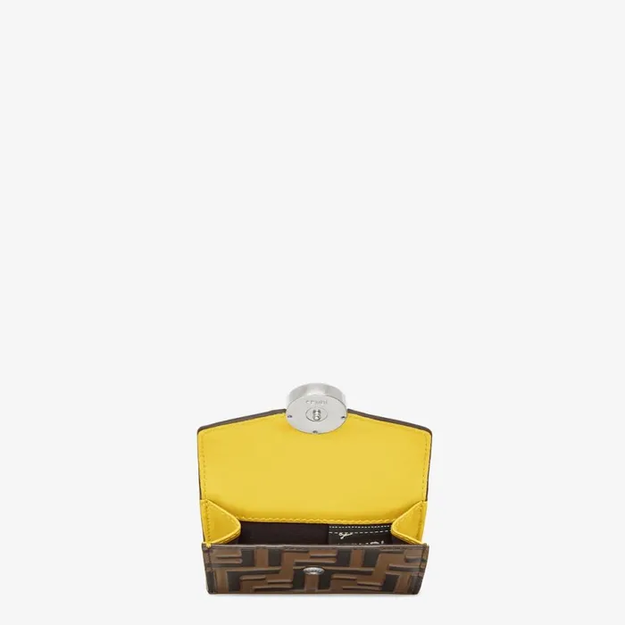Woman Yellow Leather Wallet Brown Fendi Wallets