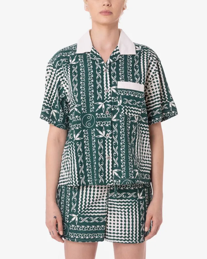 Women ANGELICA BANDANA SHIRT Aventurine Green Multi OBEY Clothing TOPS