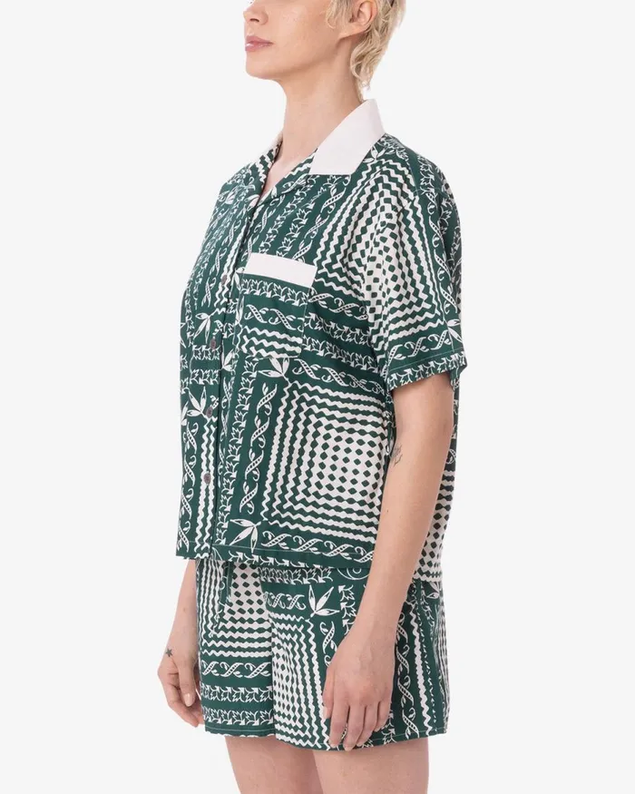 Women ANGELICA BANDANA SHIRT Aventurine Green Multi OBEY Clothing TOPS