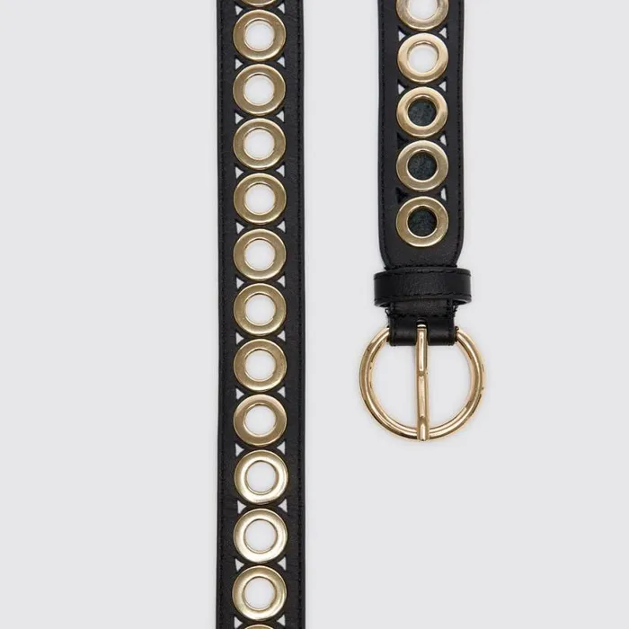 Women Belts SANDRO Belt With Round Buckle And Eyelets Black