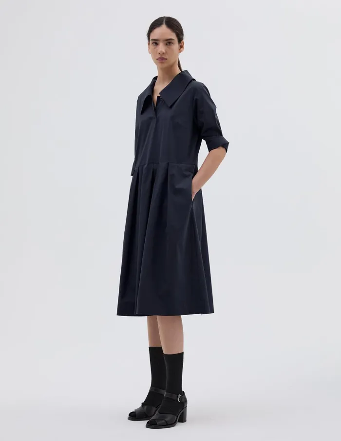 Women Big Collar Dress Dark Navy Margaret Howell Dresses