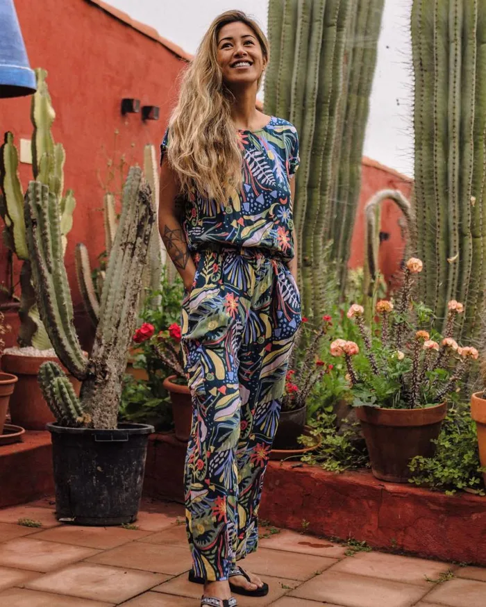 Women Bottoms Passenger Thimbleberry Jumpsuit Abstract Seaweed Tidal Blue Abstract Seaweed Tidal Blue