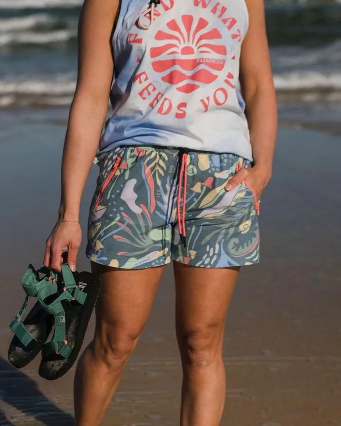 Women Bottoms Passenger Way Out Organic All Purpose Short Abstract Seaweed Tidal Blue Abstract Seaweed Tidal Blue