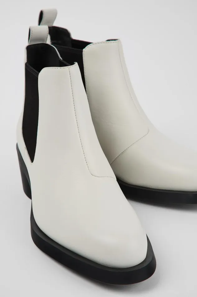 Women Camper Ankle Boots Bonnie White Leather Chelsea Bootie