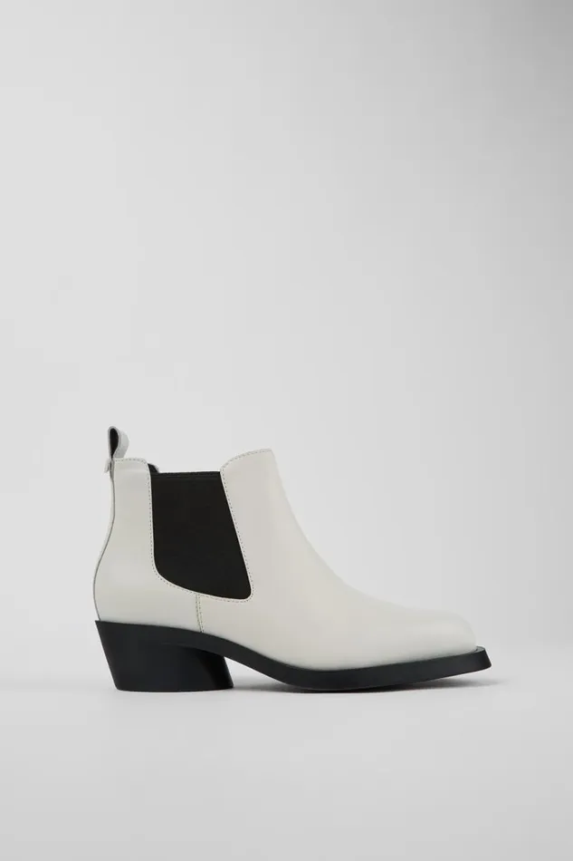 Women Camper Ankle Boots Bonnie White Leather Chelsea Bootie Women Camper Ankle Boots Bonnie White Leather Chelsea Bootie
