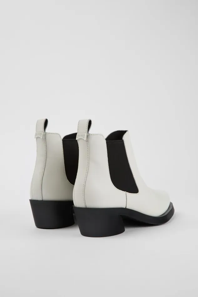 Women Camper Ankle Boots Bonnie White Leather Chelsea Bootie Women Camper Ankle Boots Bonnie White Leather Chelsea Bootie