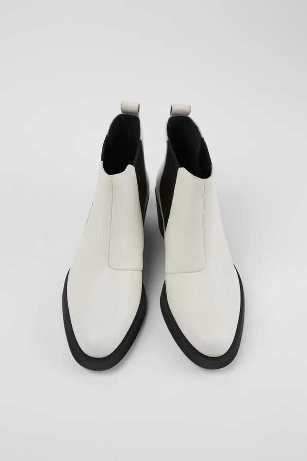 Women Camper Ankle Boots Bonnie White Leather Chelsea Bootie Women Camper Ankle Boots Bonnie White Leather Chelsea Bootie