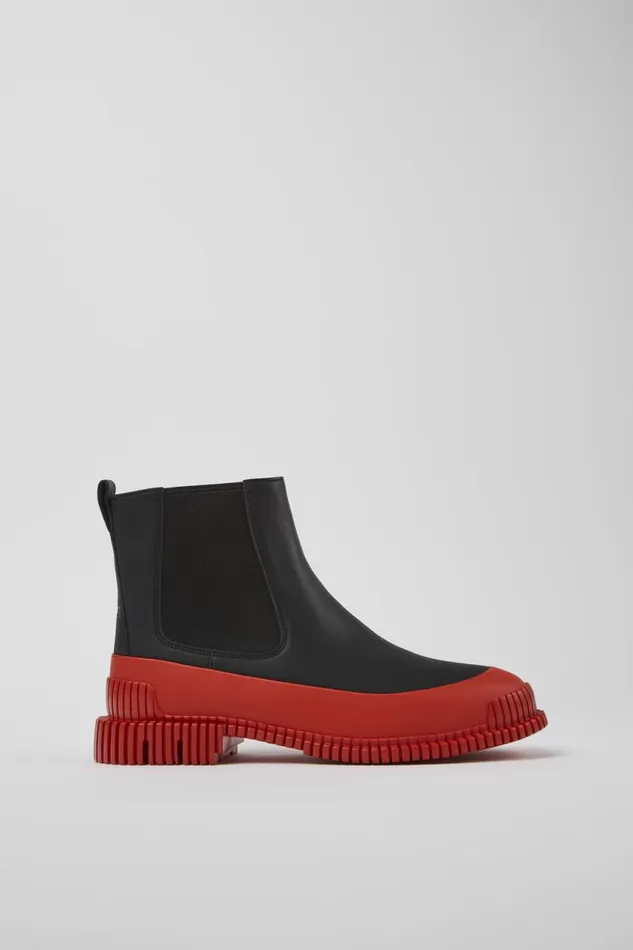 Women Camper Ankle Boots Pix Red And Black Leather Chelsea Boot