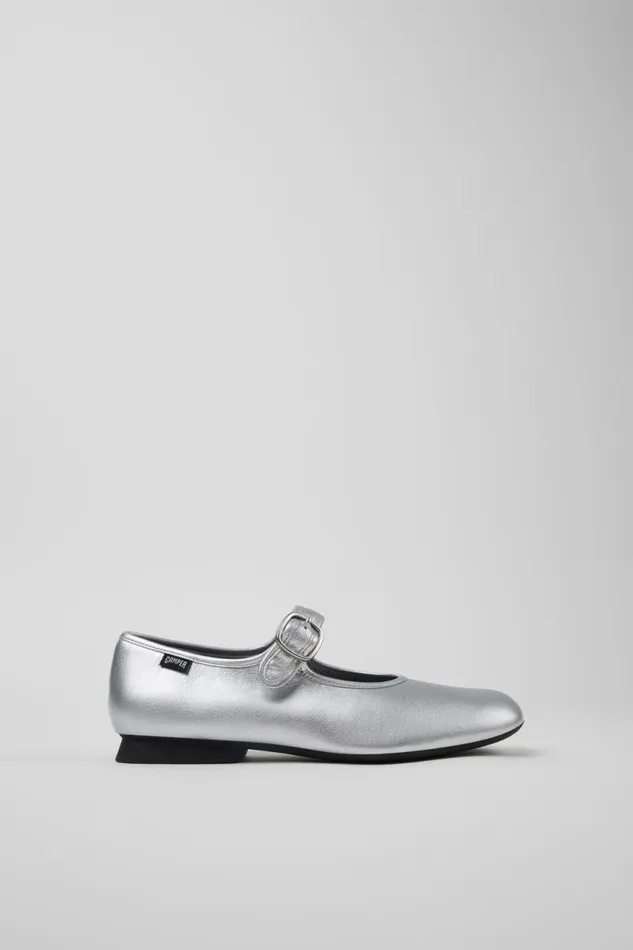 Women Camper Formal Shoes Casi Myra Silver Leather Shoes Women Camper Formal Shoes Casi Myra Silver Leather Shoes