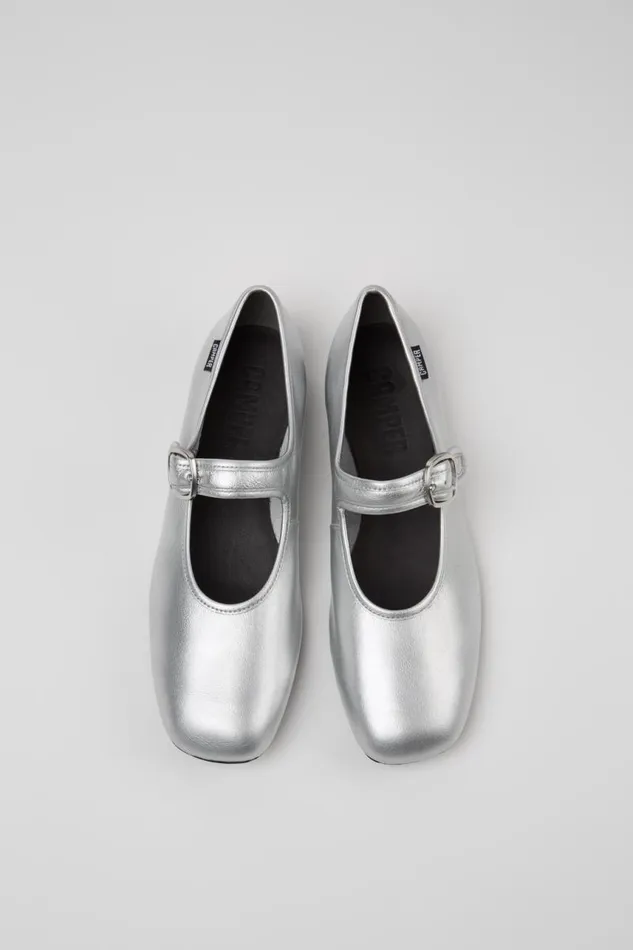 Women Camper Formal Shoes Casi Myra Silver Leather Shoes Women Camper Formal Shoes Casi Myra Silver Leather Shoes