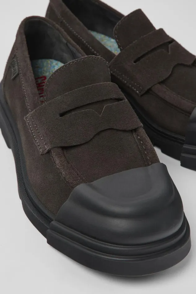 Women Camper Formal Shoes Junction Gray Nubuck Loafer