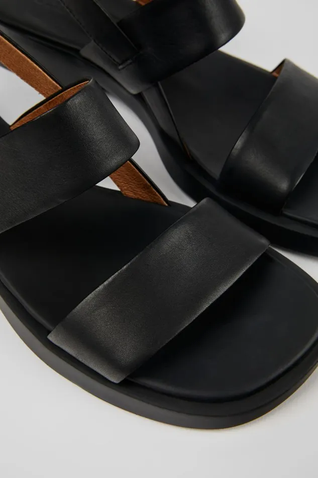Women Camper Sandals Dana Black Leather Sandals