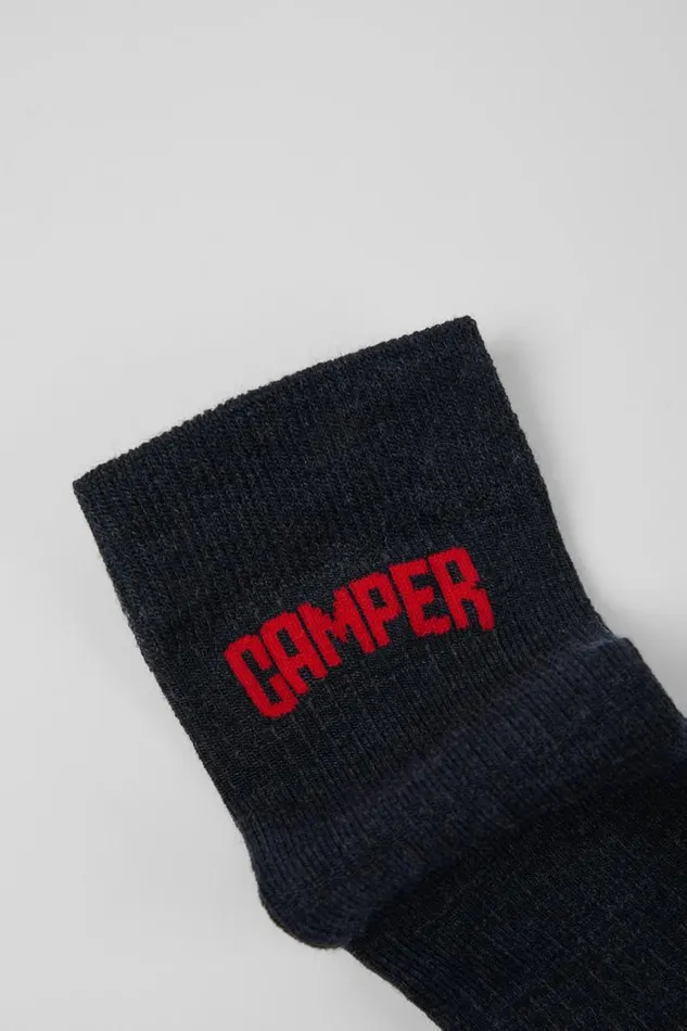 Women Camper Socks Long Sock Pack 2 Pairs Gray And Blue Merino Wool Socks Women Camper Socks Long Sock Pack 2 Pairs Gray And Blue Merino Wool Socks