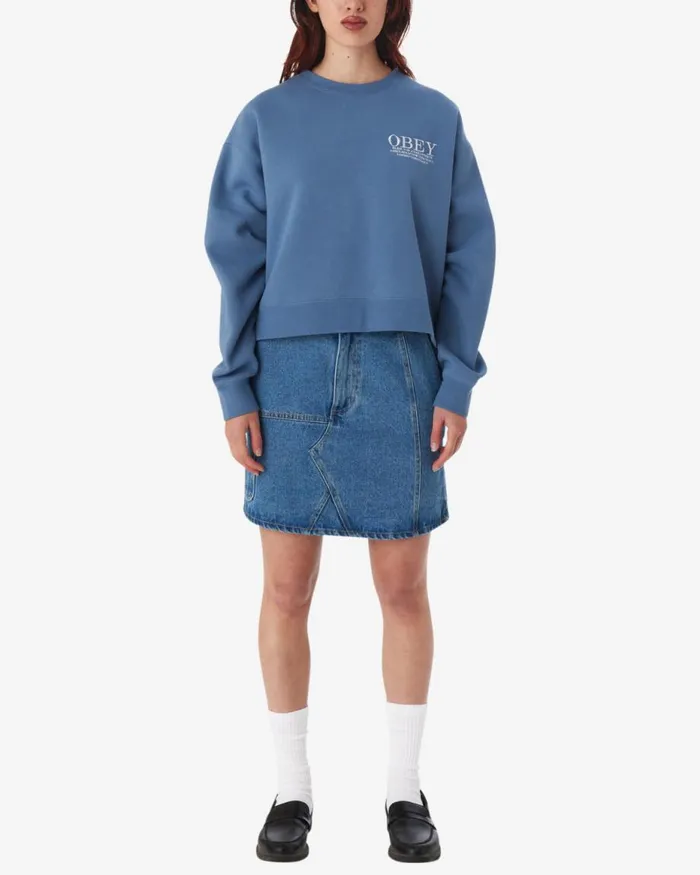 Women CITIES CREWNECK Coronet Blue OBEY Clothing SWEATSHIRTS