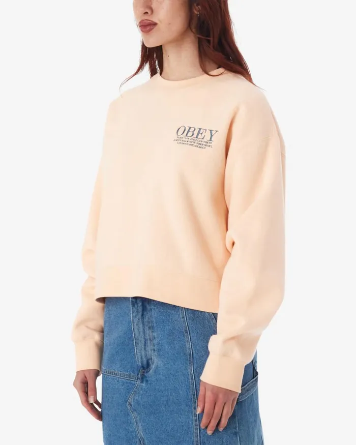Women CITIES CREWNECK Coronet Blue OBEY Clothing SWEATSHIRTS