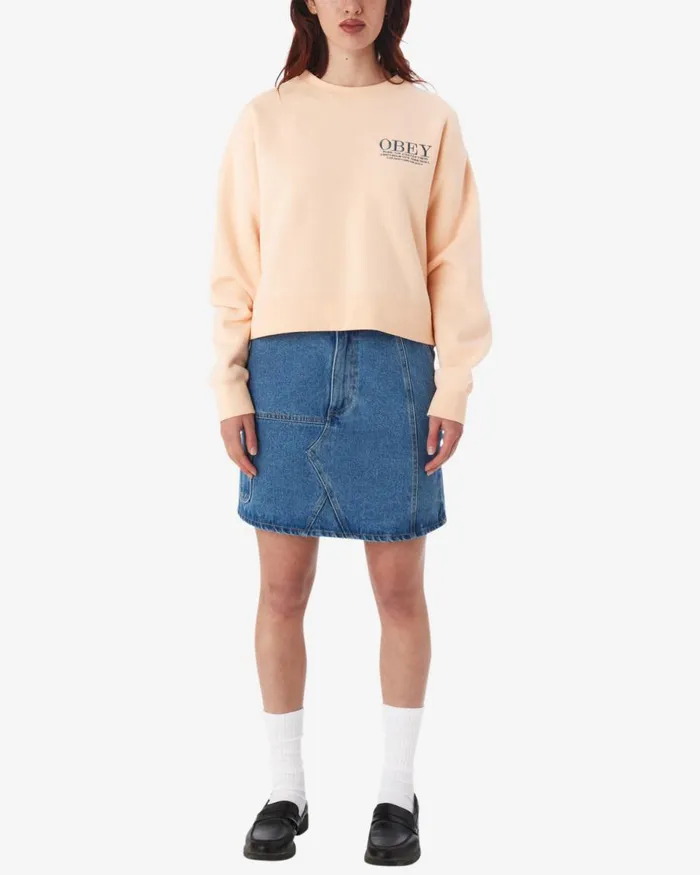 Women CITIES CREWNECK Coronet Blue OBEY Clothing SWEATSHIRTS