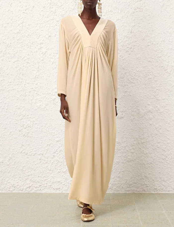 Women Clothing Zimmermann Harmony Velvet Dress Cream